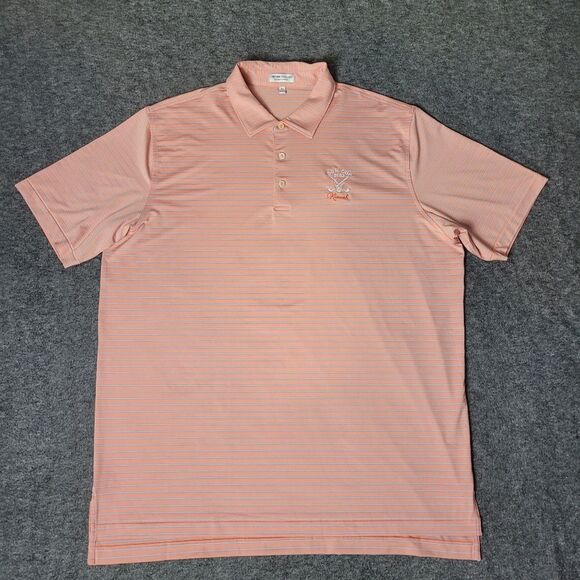 Peter Millar Summer Comfort Men's Golf Polo Shirt Size XL Orange Striped - Picture 1 of 11